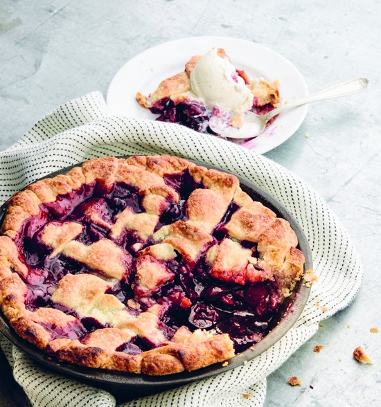 Cherry-Amaretto lattice pie