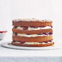 Cherry and almond cloud cake