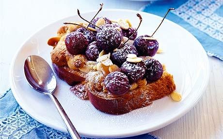 Cherry and almond croutes