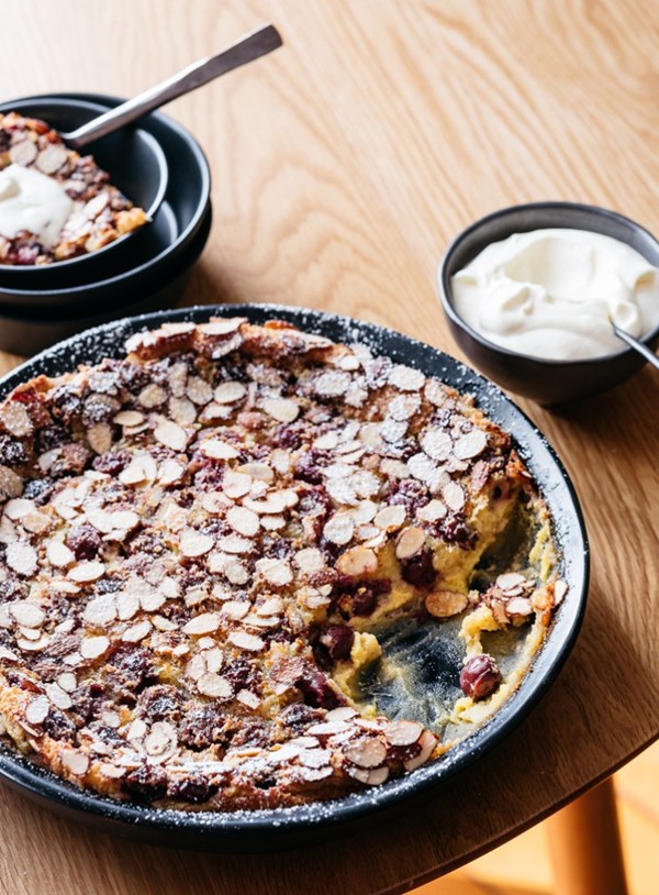 Cherry and almond impossible pie