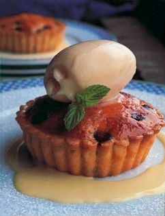 Cherry and almond tart with pear sorbet