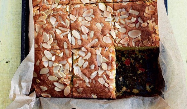 Cherry and almond traybake