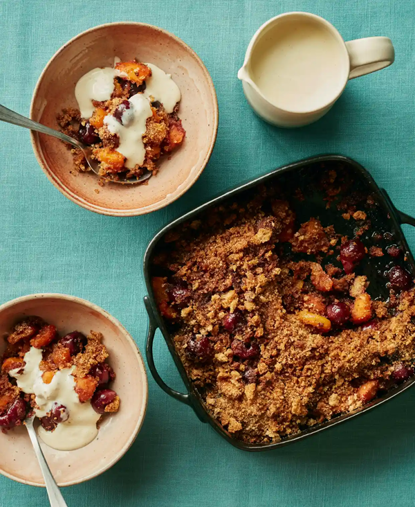 Cherry and apricot brown betty
