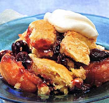 Cherry and apricot cobbler
