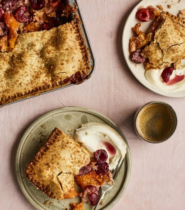 Cherry and apricot slab pie