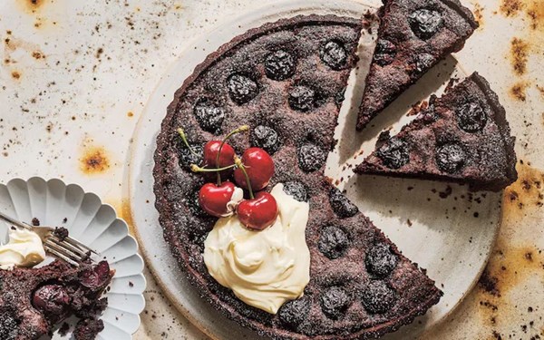 Cherry and chocolate frangipane tart