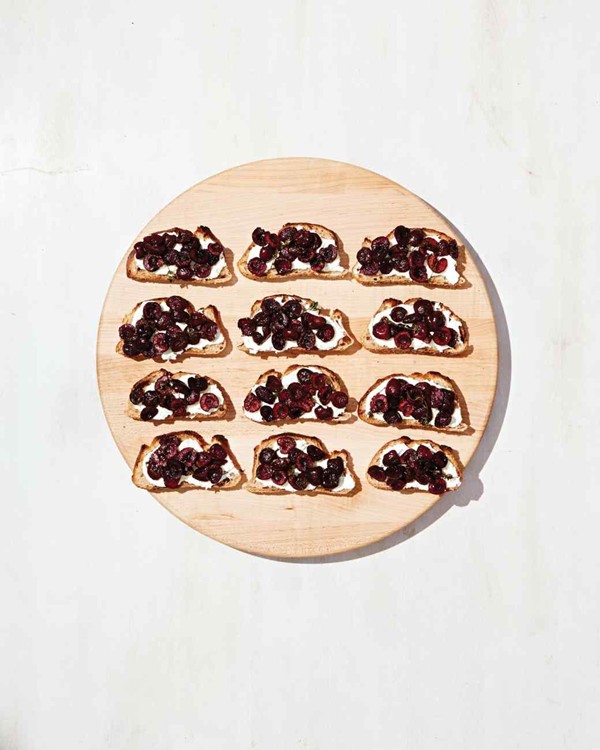 Cherry and goat cheese bruschetta