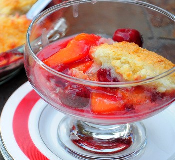 Cherry and peach cobbler
