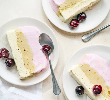 Cherry and pistachio Neapolitan