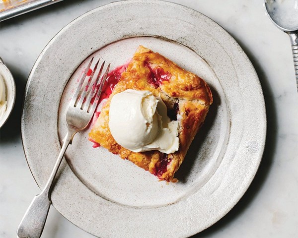 Cherry and rhubarb slab pie
