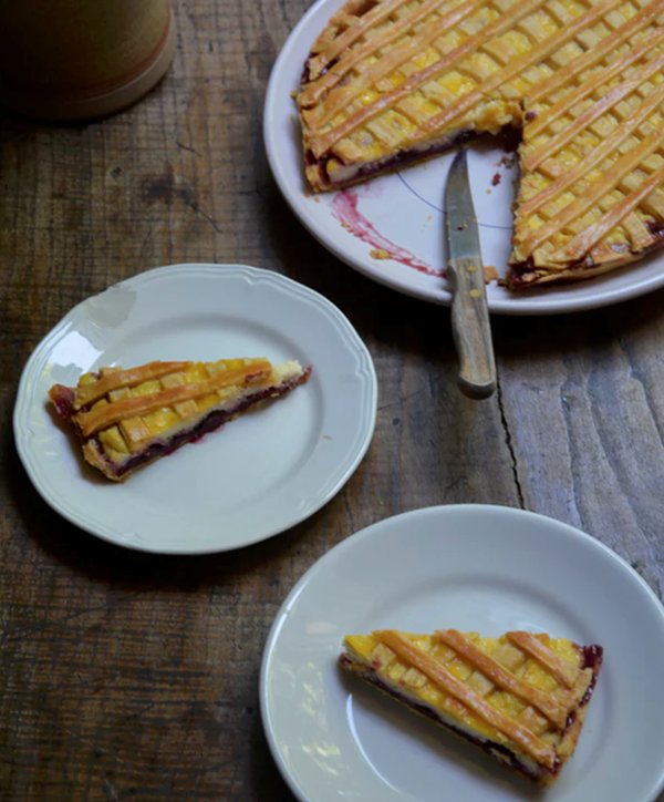 Cherry and ricotta tart