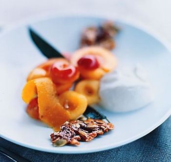 Cherry-apricot yogurt sundaes