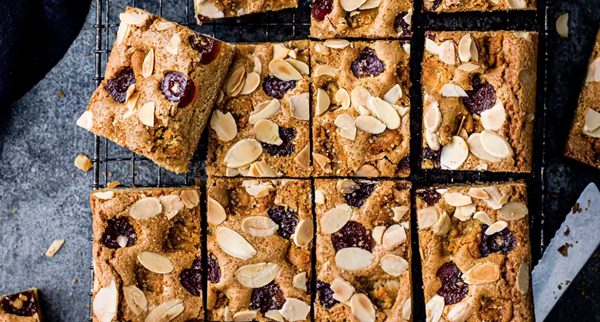 Cherry Bakewell blondies