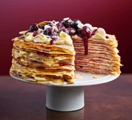 Cherry Bakewell crêpe cake