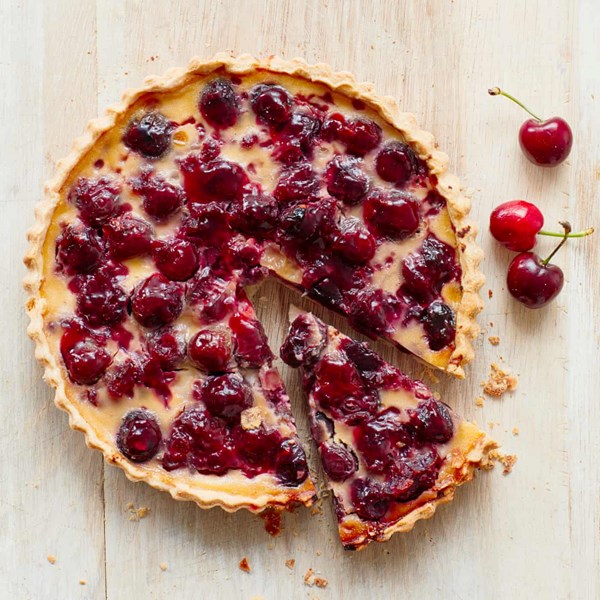 Cherry Bakewell custard tart