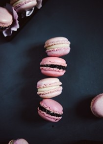 Cherry blossom macarons with black sesame