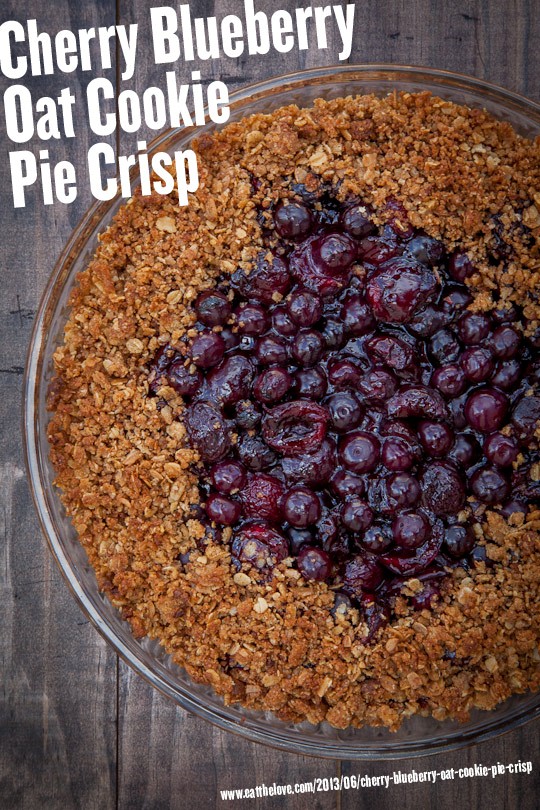 Cherry blueberry oat cookie pie crisp