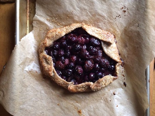 Cherry-blueberry rustic rye galette
