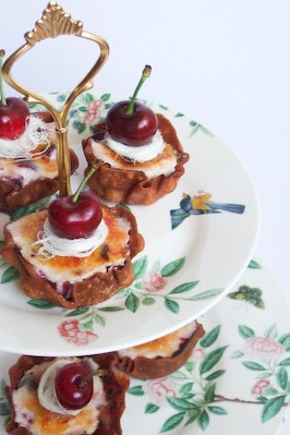 Cherry brulee cannoli cups 