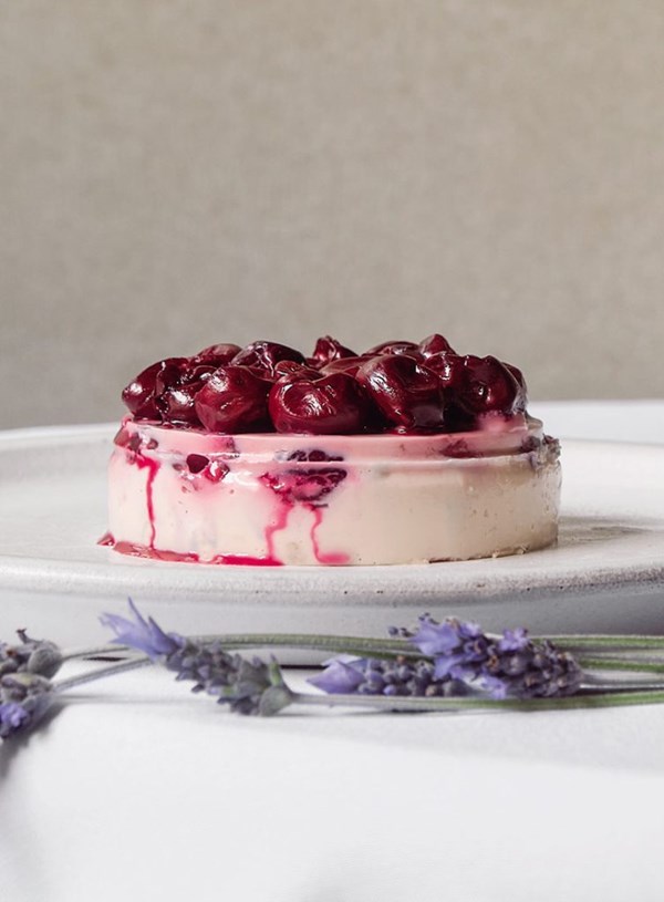Cherry, cardamom & lavender semifreddo