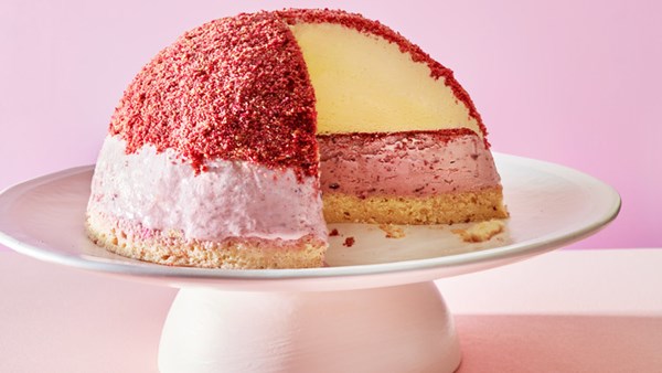 Cherry-cheesecake celebration bombe