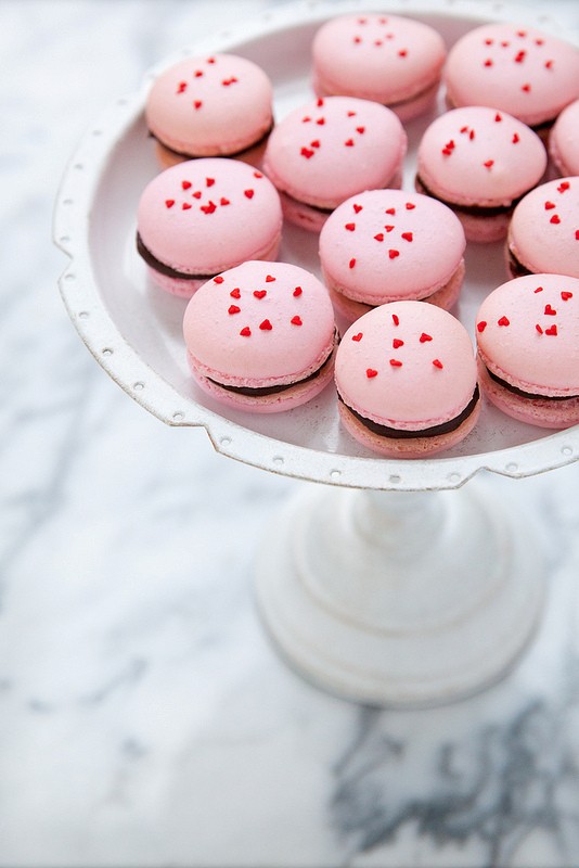 Cherry chocolate macarons