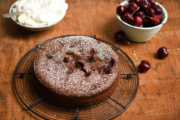  Cherry chocolate torte with cherry Chantilly