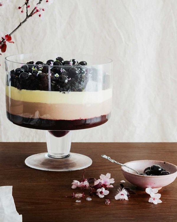 Cherry chocolate trifle