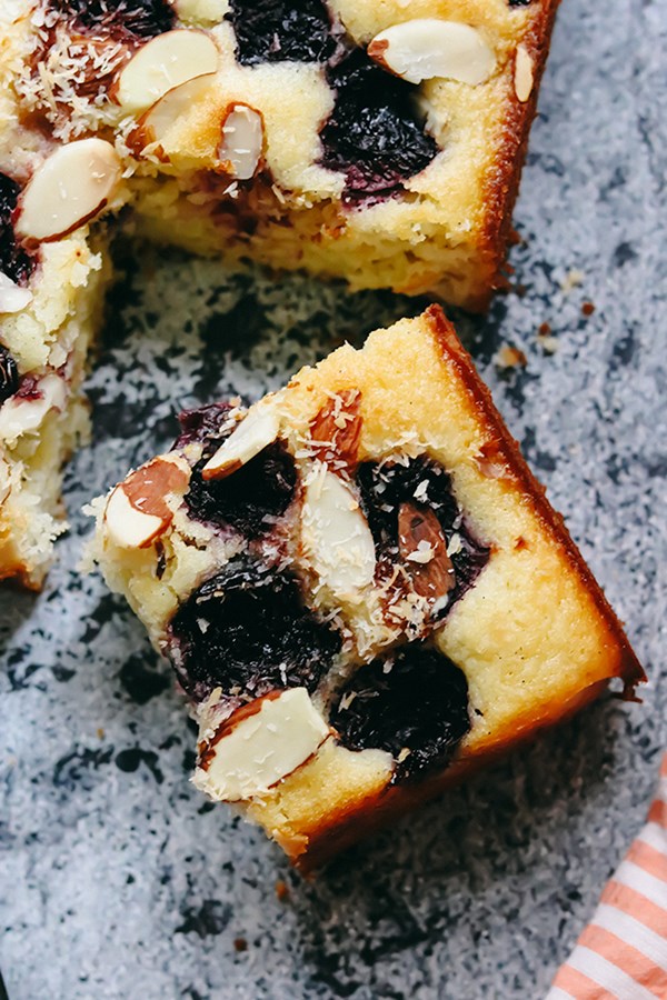 Cherry coconut almond cake