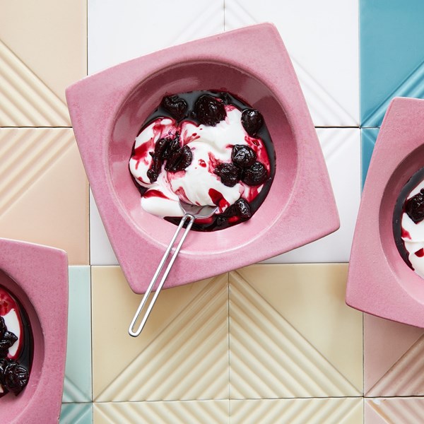 Cherry compote with honey yogurt