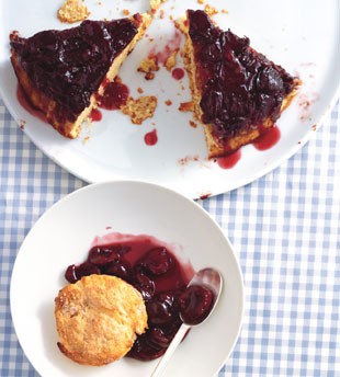 Cherry-cornmeal upside-down cake