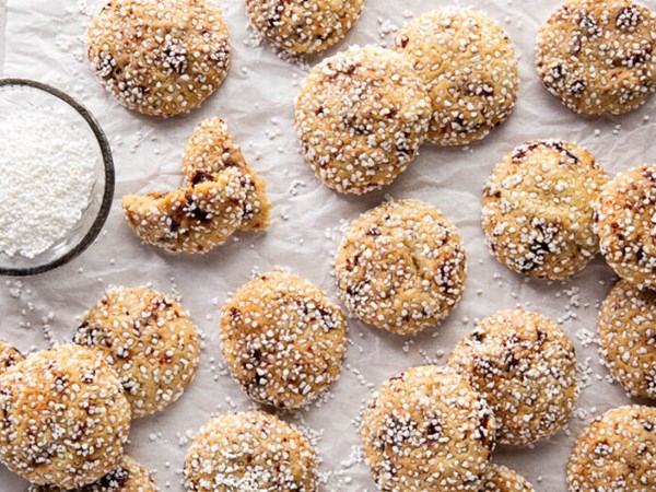 Cherry crème fraîche cookies