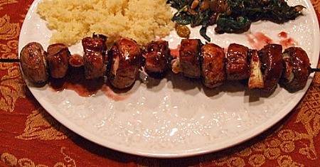 Cherry-glazed pork with couscous