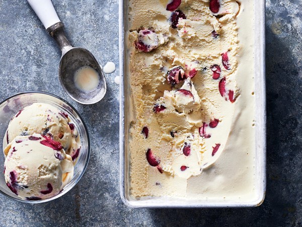Cherry-goat cheese ice cream