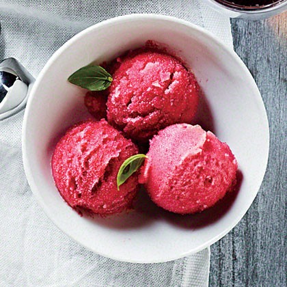 Cherry-grapefruit basil sorbet