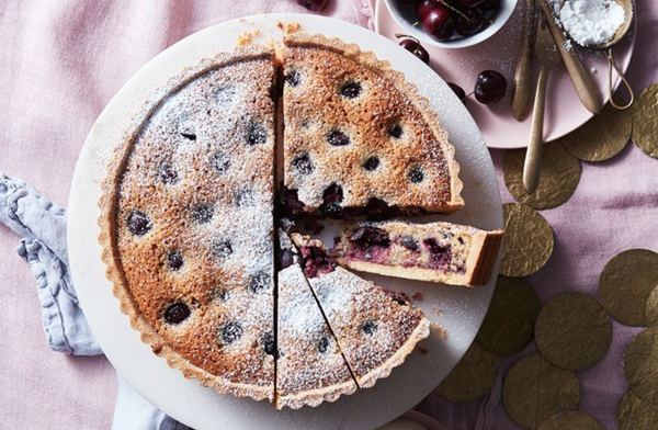 Cherry, hazelnut and orange tart