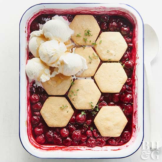 Cherry honeycomb cobbler