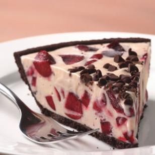Cherry ice cream pie with chocolate cookie crust