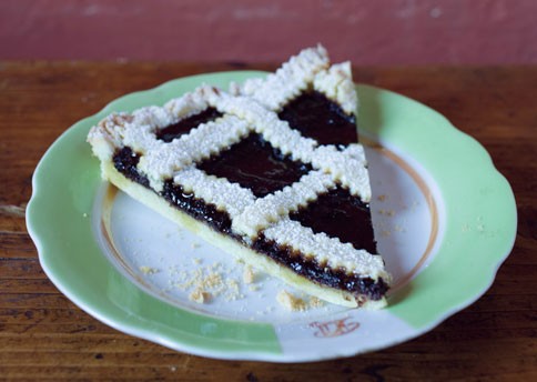 Cherry jam crostata