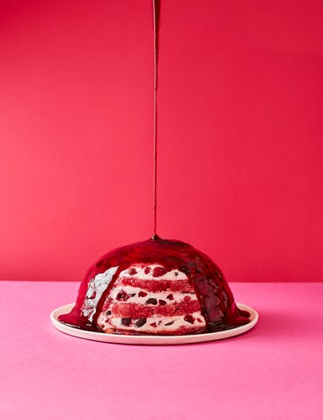 Cherry labneh summer pudding