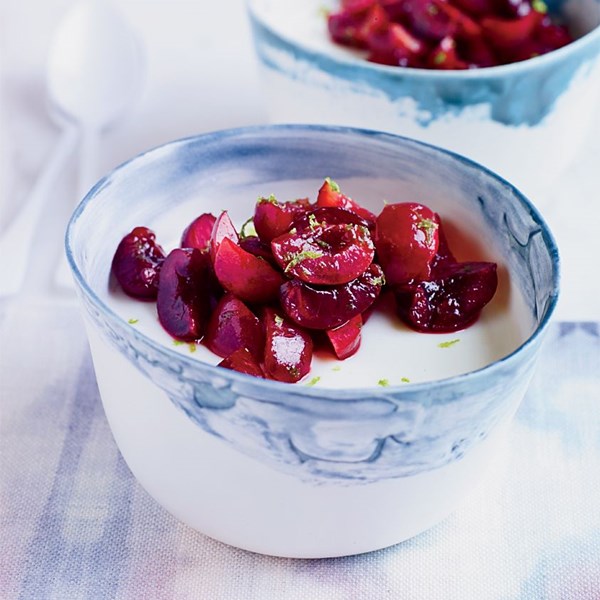 Cherry-lime buttermilk pudding cups