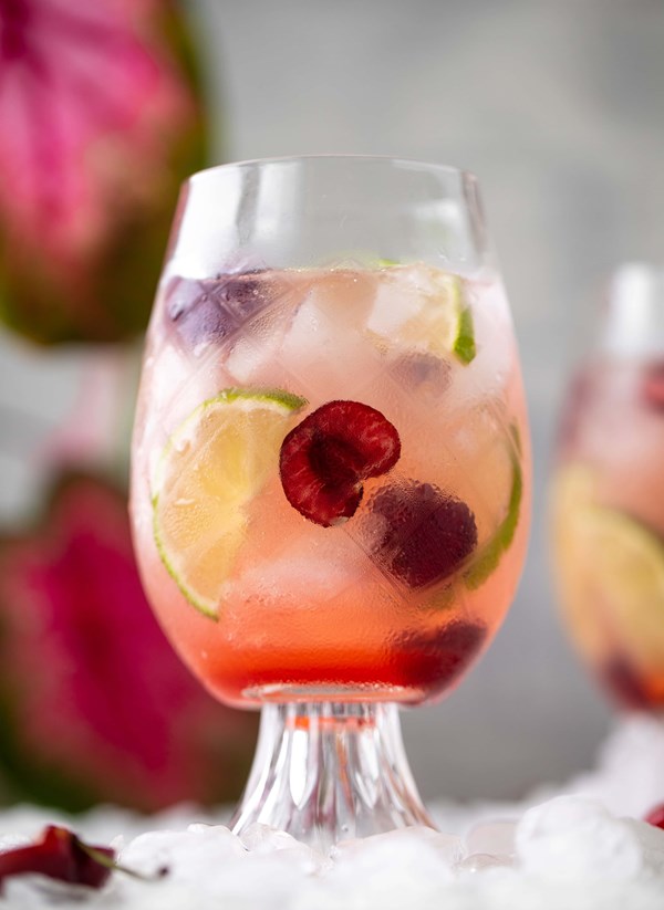 Cherry lime gin and tonic