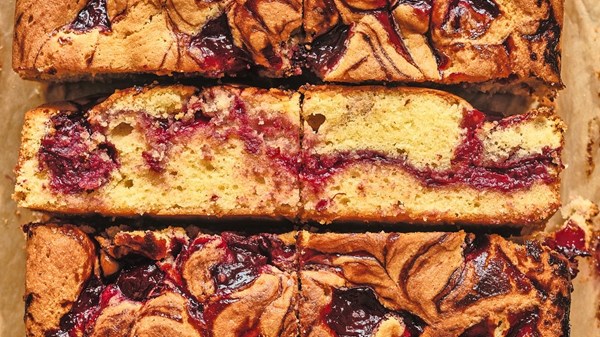 Cherry marble traybake