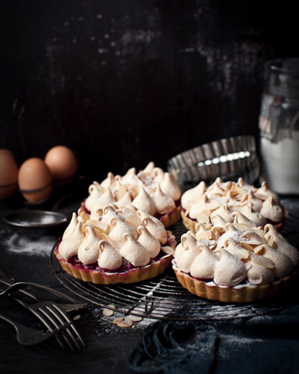 Cherry meringue tartlets