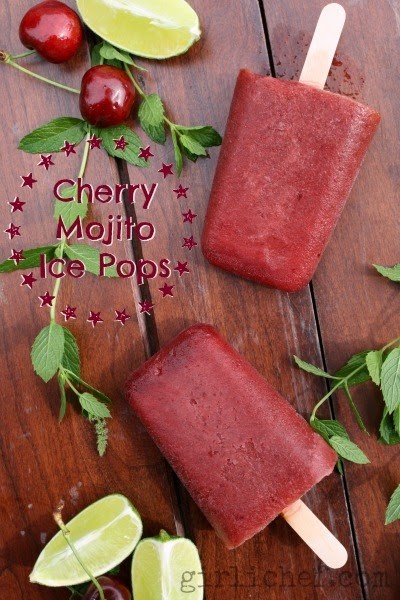 Cherry mojito ice pops