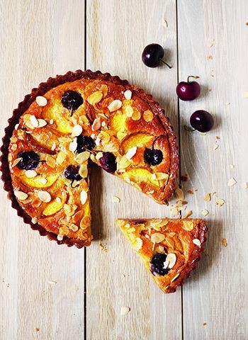 Cherry, mountain peach, and almond tart