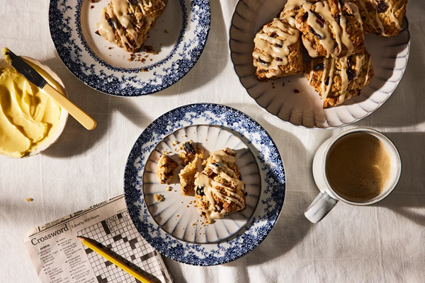 Cherry-oat scones with a maple glaze