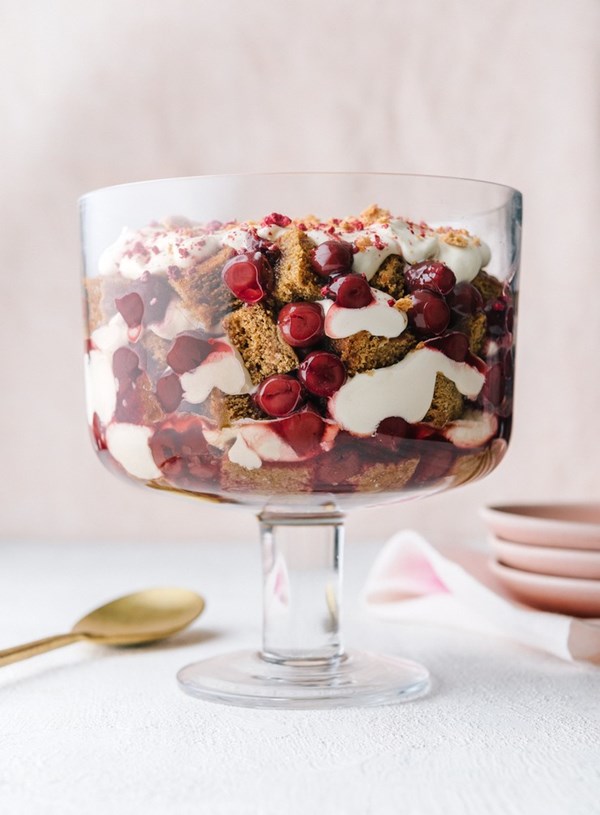 Cherry, orange and ginger trifle