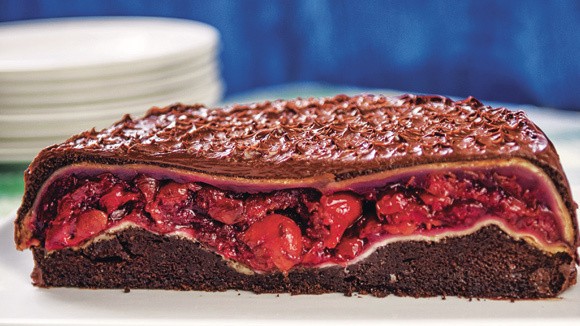 Cherry pie stuffed chocolate cake
