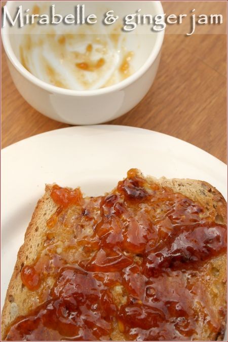 Cherry plum (mirabelle) and ginger jam
